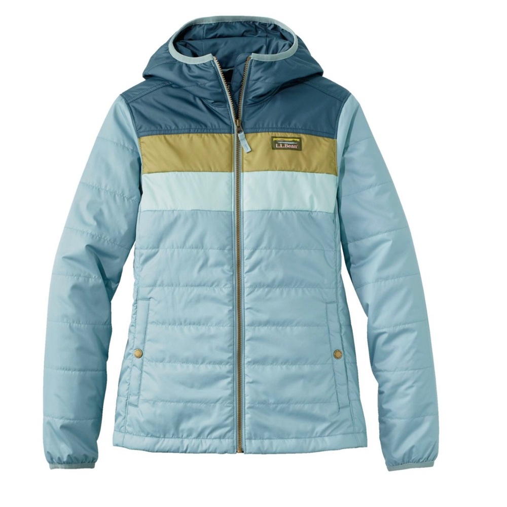 LL Bean Women's Mountain Classic Puffer Hooded Jacket, Colorblock, XL
